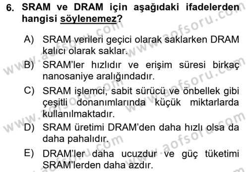 Bilişim Teknolojileri Dersi 2025 - 2026 Yılı (Vize) Ara Sınav Soruları 6. Soru