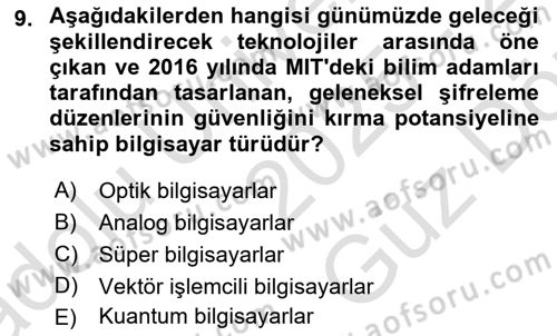 Bilişim Teknolojileri Dersi 2025 - 2026 Yılı (Vize) Ara Sınav Soruları 9. Soru