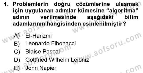Bilişim Teknolojileri Dersi 2025 - 2026 Yılı (Final) Dönem Sonu Sınav Soruları 1. Soru