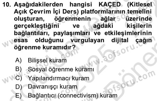 Bilişim Teknolojileri Dersi 2025 - 2026 Yılı (Final) Dönem Sonu Sınav Soruları 10. Soru