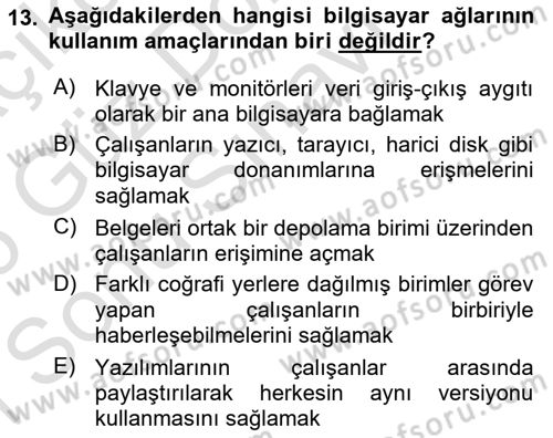 Bilişim Teknolojileri Dersi 2025 - 2026 Yılı (Final) Dönem Sonu Sınav Soruları 13. Soru