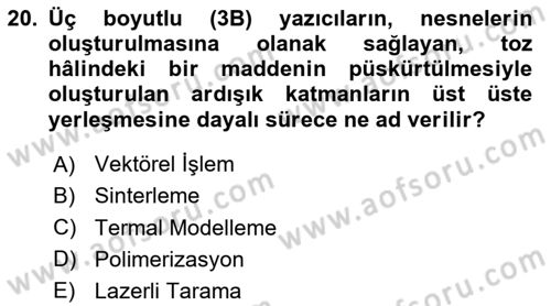Bilişim Teknolojileri Dersi 2025 - 2026 Yılı (Final) Dönem Sonu Sınav Soruları 20. Soru