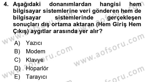 Bilişim Teknolojileri Dersi 2025 - 2026 Yılı (Final) Dönem Sonu Sınav Soruları 4. Soru