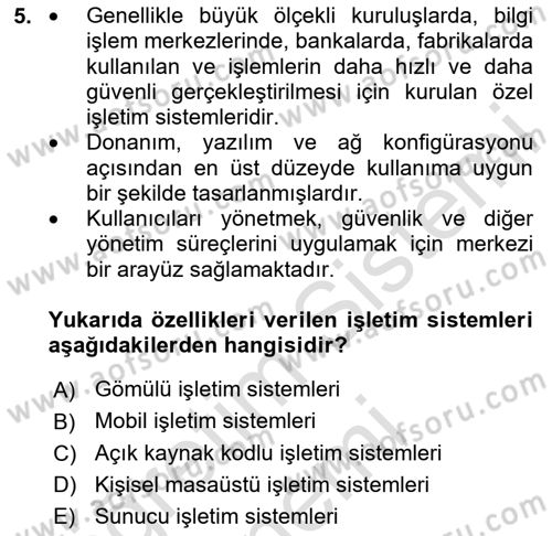 Bilişim Teknolojileri Dersi 2025 - 2026 Yılı (Final) Dönem Sonu Sınav Soruları 5. Soru