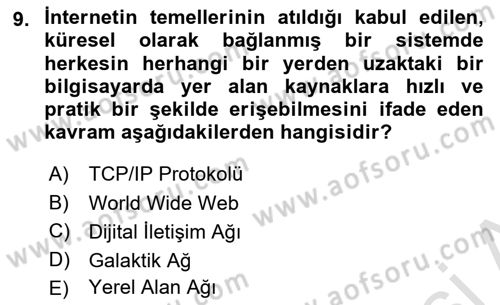 Bilişim Teknolojileri Dersi 2025 - 2026 Yılı (Final) Dönem Sonu Sınav Soruları 9. Soru