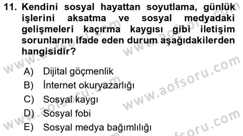 Bilişim Teknolojileri Dersi 2025 - 2026 Yılı Yaz Okulu Sınav Soruları 11. Soru