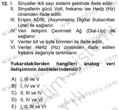 Bilişim Teknolojileri Dersi 2025 - 2026 Yılı Yaz Okulu Sınav Soruları 12. Soru