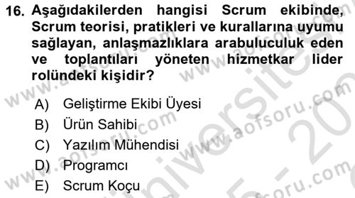 Bilişim Teknolojileri Dersi 2025 - 2026 Yılı Yaz Okulu Sınav Soruları 16. Soru