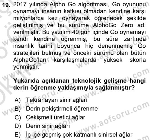 Bilişim Teknolojileri Dersi 2025 - 2026 Yılı Yaz Okulu Sınav Soruları 19. Soru
