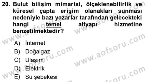 Bilişim Teknolojileri Dersi 2025 - 2026 Yılı Yaz Okulu Sınav Soruları 20. Soru