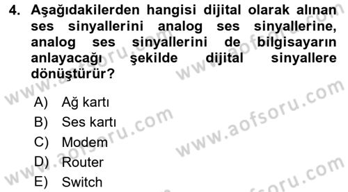 Bilişim Teknolojileri Dersi 2025 - 2026 Yılı Yaz Okulu Sınav Soruları 4. Soru