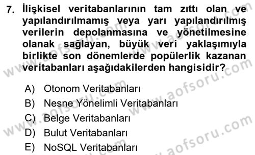 Bilişim Teknolojileri Dersi 2025 - 2026 Yılı Yaz Okulu Sınav Soruları 7. Soru