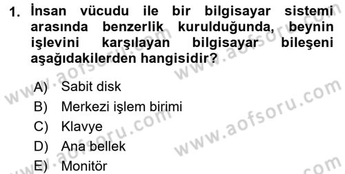 Bilgisayar Ve Programlamaya Giriş Dersi Ara Sınavı Deneme Sınav Soruları 1. Soru