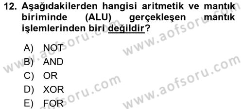 Bilgisayar Ve Programlamaya Giriş Dersi Ara Sınavı Deneme Sınav Soruları 12. Soru