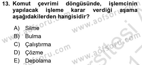 Bilgisayar Ve Programlamaya Giriş Dersi Ara Sınavı Deneme Sınav Soruları 13. Soru