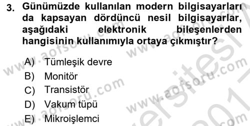 Bilgisayar Ve Programlamaya Giriş Dersi Ara Sınavı Deneme Sınav Soruları 3. Soru