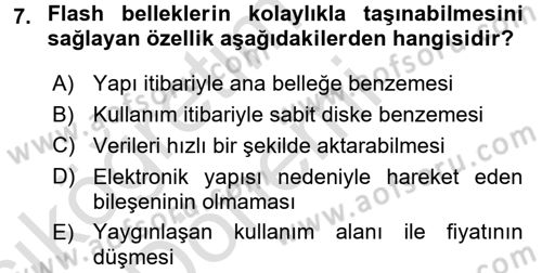 Bilgisayar Ve Programlamaya Giriş Dersi Ara Sınavı Deneme Sınav Soruları 7. Soru