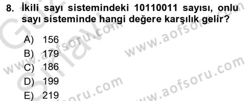 Bilgisayar Ve Programlamaya Giriş Dersi Ara Sınavı Deneme Sınav Soruları 8. Soru