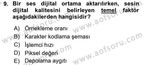 Bilgisayar Ve Programlamaya Giriş Dersi 2016 - 2017 Yılı (Vize) Ara Sınav Soruları 9. Soru