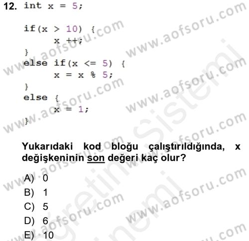 Bilgisayar Ve Programlamaya Giriş Dersi 2016 - 2017 Yılı (Final) Dönem Sonu Sınav Soruları 12. Soru