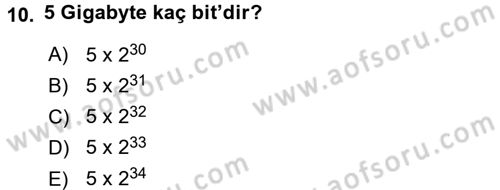 Bilgisayar Ve Programlamaya Giriş Dersi Ara Sınavı Deneme Sınav Soruları 10. Soru