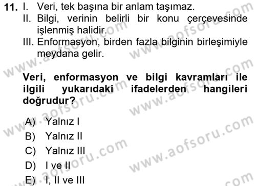 Bilgisayar Ve Programlamaya Giriş Dersi Ara Sınavı Deneme Sınav Soruları 11. Soru