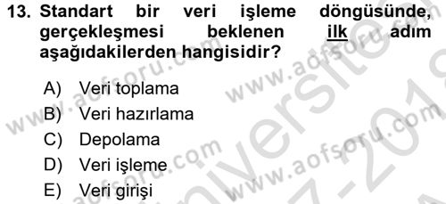 Bilgisayar Ve Programlamaya Giriş Dersi Ara Sınavı Deneme Sınav Soruları 13. Soru