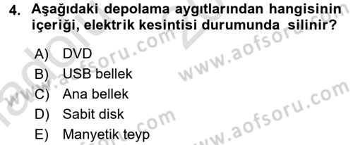 Bilgisayar Ve Programlamaya Giriş Dersi Ara Sınavı Deneme Sınav Soruları 4. Soru