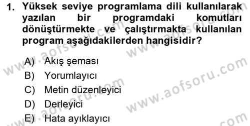 Bilgisayar Ve Programlamaya Giriş Dersi 2017 - 2018 Yılı (Final) Dönem Sonu Sınav Soruları 1. Soru