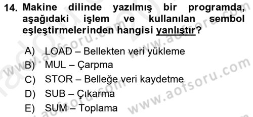 Bilgisayar Ve Programlamaya Giriş Dersi 2018 - 2019 Yılı (Vize) Ara Sınav Soruları 14. Soru