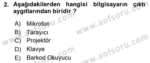 Bilgisayar Ve Programlamaya Giriş Dersi Ara Sınavı Deneme Sınav Soruları 2. Soru