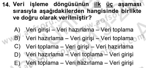 Bilgisayar Ve Programlamaya Giriş Dersi Ara Sınavı Deneme Sınav Soruları 14. Soru