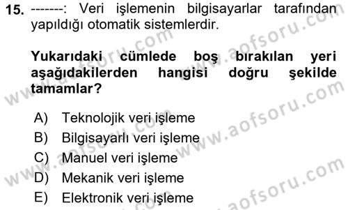 Bilgisayar Ve Programlamaya Giriş Dersi 2019 - 2020 Yılı (Vize) Ara Sınav Soruları 15. Soru