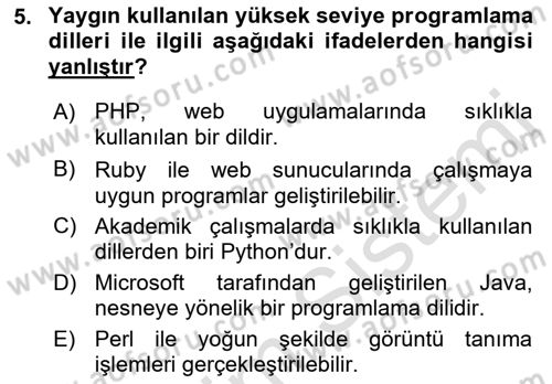 Bilgisayar Ve Programlamaya Giriş Dersi 2019 - 2020 Yılı (Final) Dönem Sonu Sınav Soruları 5. Soru