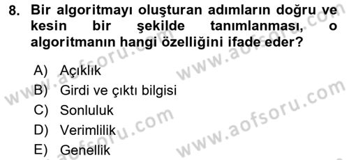 Bilgisayar Ve Programlamaya Giriş Dersi 2019 - 2020 Yılı (Final) Dönem Sonu Sınav Soruları 8. Soru