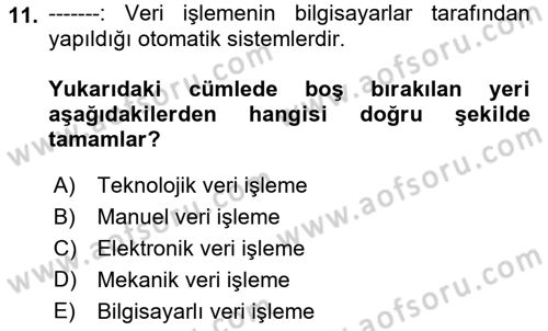 Bilgisayar Ve Programlamaya Giriş Dersi 2021 - 2022 Yılı (Vize) Ara Sınav Soruları 11. Soru