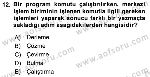 Bilgisayar Ve Programlamaya Giriş Dersi 2021 - 2022 Yılı (Vize) Ara Sınav Soruları 12. Soru