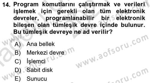 Bilgisayar Ve Programlamaya Giriş Dersi 2021 - 2022 Yılı (Vize) Ara Sınav Soruları 14. Soru