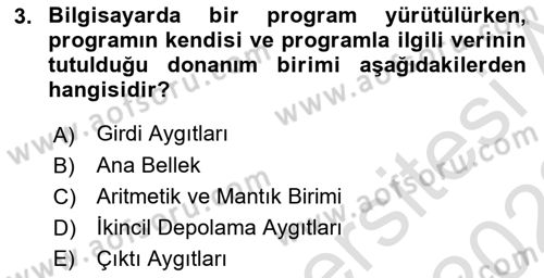 Bilgisayar Ve Programlamaya Giriş Dersi 2021 - 2022 Yılı (Vize) Ara Sınav Soruları 3. Soru