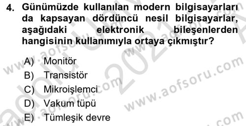 Bilgisayar Ve Programlamaya Giriş Dersi Ara Sınavı Deneme Sınav Soruları 4. Soru