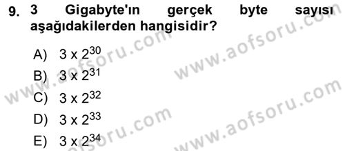 Bilgisayar Ve Programlamaya Giriş Dersi 2021 - 2022 Yılı (Vize) Ara Sınav Soruları 9. Soru