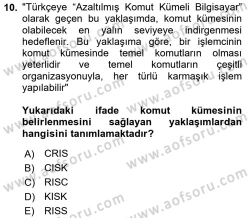 Bilgisayar Ve Programlamaya Giriş Dersi 2021 - 2022 Yılı Yaz Okulu Sınav Soruları 10. Soru