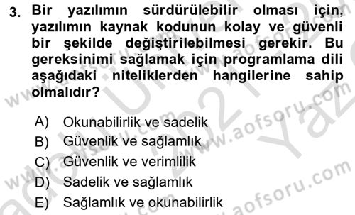 Bilgisayar Ve Programlamaya Giriş Dersi 2021 - 2022 Yılı Yaz Okulu Sınav Soruları 3. Soru