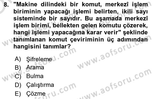 Bilgisayar Ve Programlamaya Giriş Dersi 2021 - 2022 Yılı Yaz Okulu Sınav Soruları 8. Soru