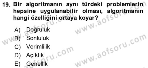 Bilgisayar Ve Programlamaya Giriş Dersi 2022 - 2023 Yılı (Vize) Ara Sınavı 19. Soru