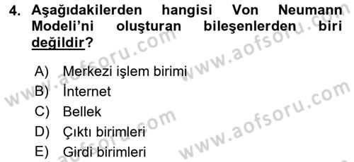 Bilgisayar Ve Programlamaya Giriş Dersi Ara Sınavı Deneme Sınav Soruları 4. Soru
