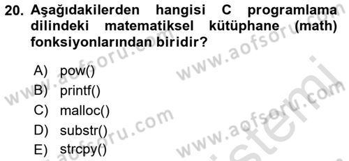 Bilgisayar Ve Programlamaya Giriş Dersi 2022 - 2023 Yılı (Final) Dönem Sonu Sınav Soruları 20. Soru