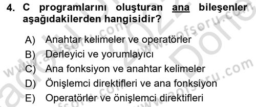 Bilgisayar Ve Programlamaya Giriş Dersi 2022 - 2023 Yılı (Final) Dönem Sonu Sınav Soruları 4. Soru