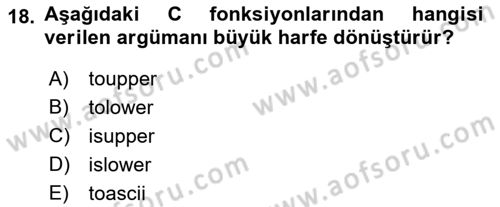 Bilgisayar Ve Programlamaya Giriş Dersi 2022 - 2023 Yılı Yaz Okulu Sınav Soruları 18. Soru