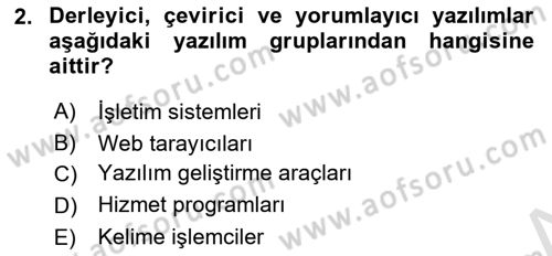 Bilgisayar Ve Programlamaya Giriş Dersi 2022 - 2023 Yılı Yaz Okulu Sınav Soruları 2. Soru